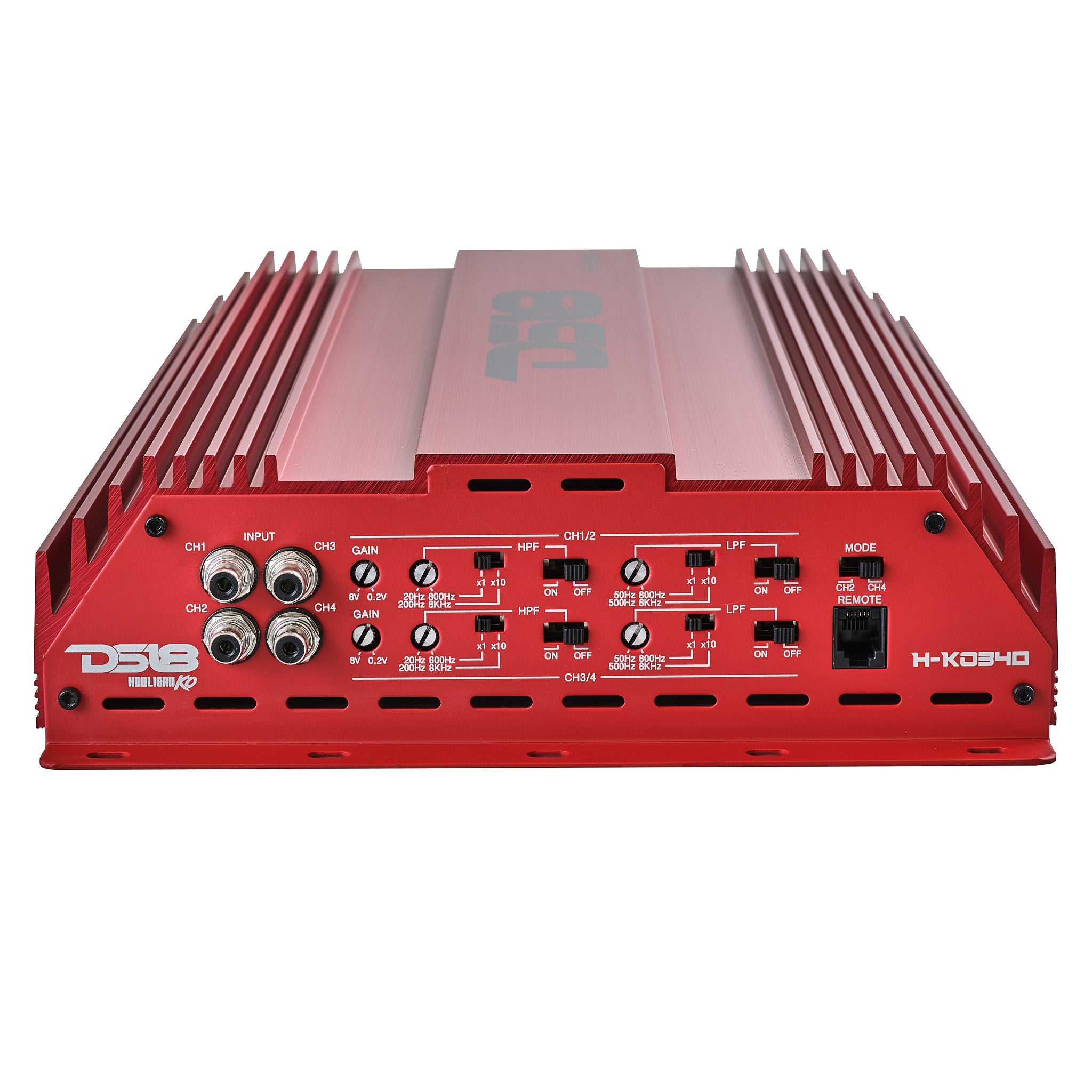 DS18 H-KO340/RD HOOLIGAN KO Full Range Class D 4-Channel Amplifier 4 x 300 Watts Rms @ 4-Ohm Made In Korea
