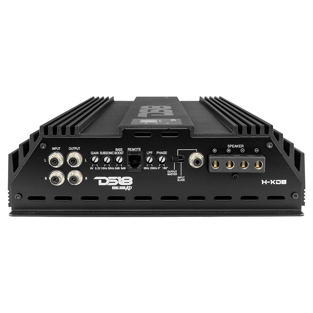 DS18 H-KO8 HOOLIGAN KO 1-Channel Amplifier with Voltmeter 8000 Watts Rms @ 1-Ohm Made In Korea