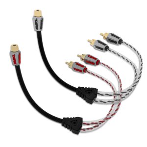 DS18 HQRCA-1F2MKIT Level 3 RCA 100% Copper OFC Y Connector 1 FEMALE to 2 MALE - BLACK / RED Kit