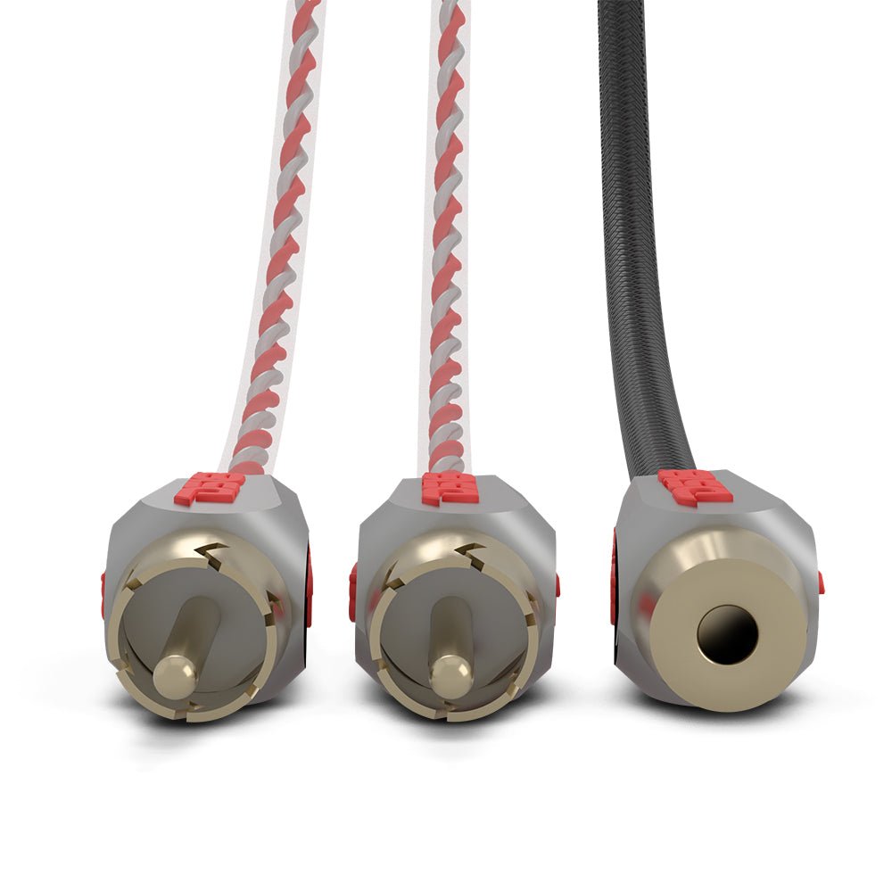 DS18 HQRCA-1F2MKIT Level 3 RCA 100% Copper OFC Y Connector 1 FEMALE to 2 MALE - BLACK / RED Kit