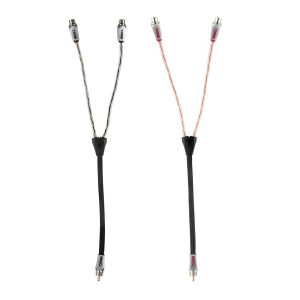 DS18 HQRCA-2F1MKIT Level 3 RCA 100% Copper OFC Y Connector 2 FEMALE to 1 MALE - BLACK / RED Kit