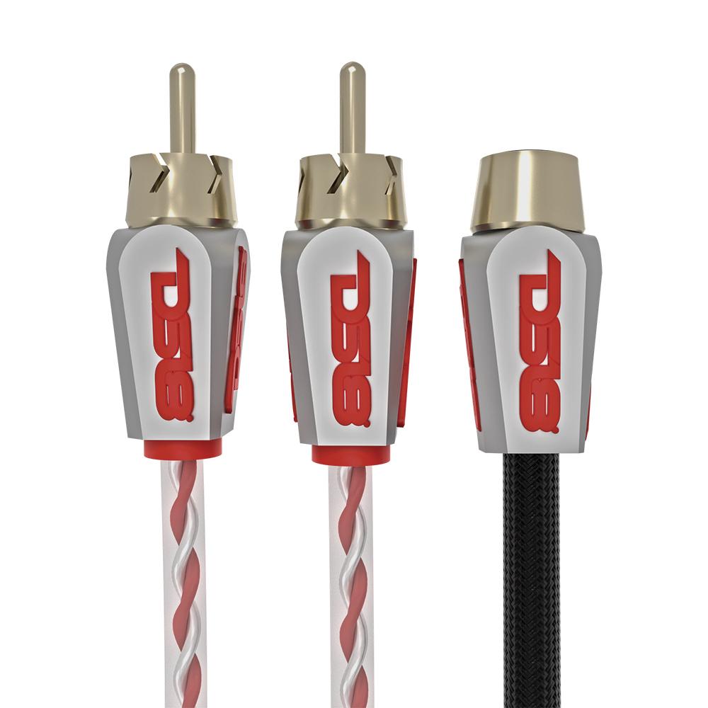DS18 HQRCA-2F1MBK Level 3 RCA 100% Copper OFC Y Connector 2 FEMALE to 1 MALE - BLACK - RED