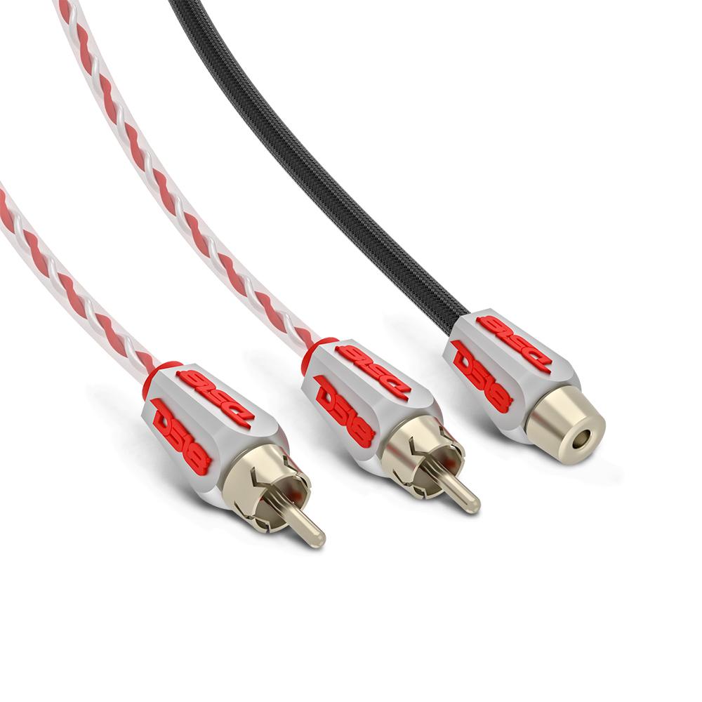 DS18 HQRCA-2F1MBK Level 3 RCA 100% Copper OFC Y Connector 2 FEMALE to 1 MALE - BLACK - RED