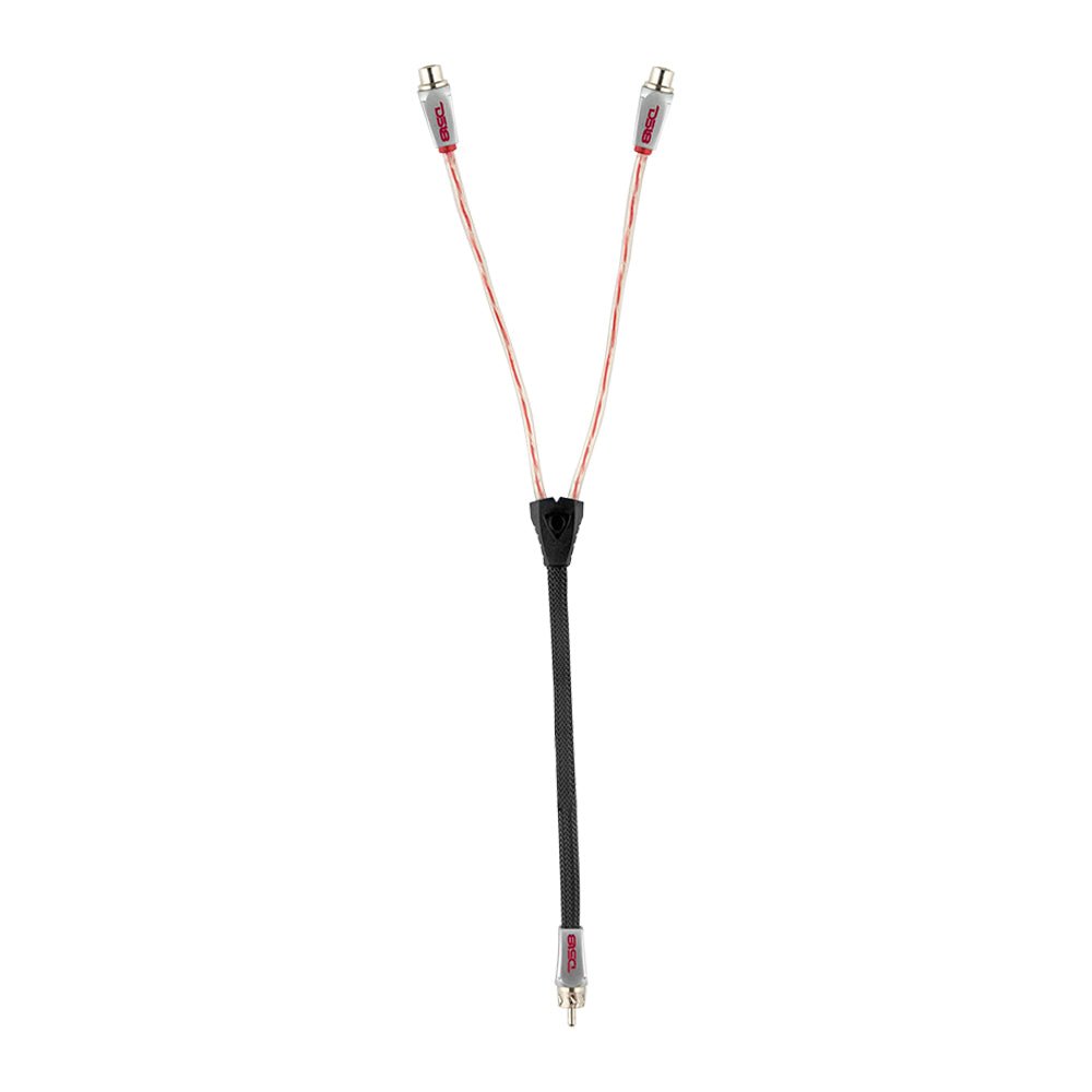 DS18 HQRCA-2F1MBK Level 3 RCA 100% Copper OFC Y Connector 2 FEMALE to 1 MALE - BLACK - RED