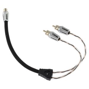 DS18 HQRCA-1F2MBK Level 3 RCA 100% Copper OFC Y Connector 1 FEMALE to 2 MALE - BLACK - RED