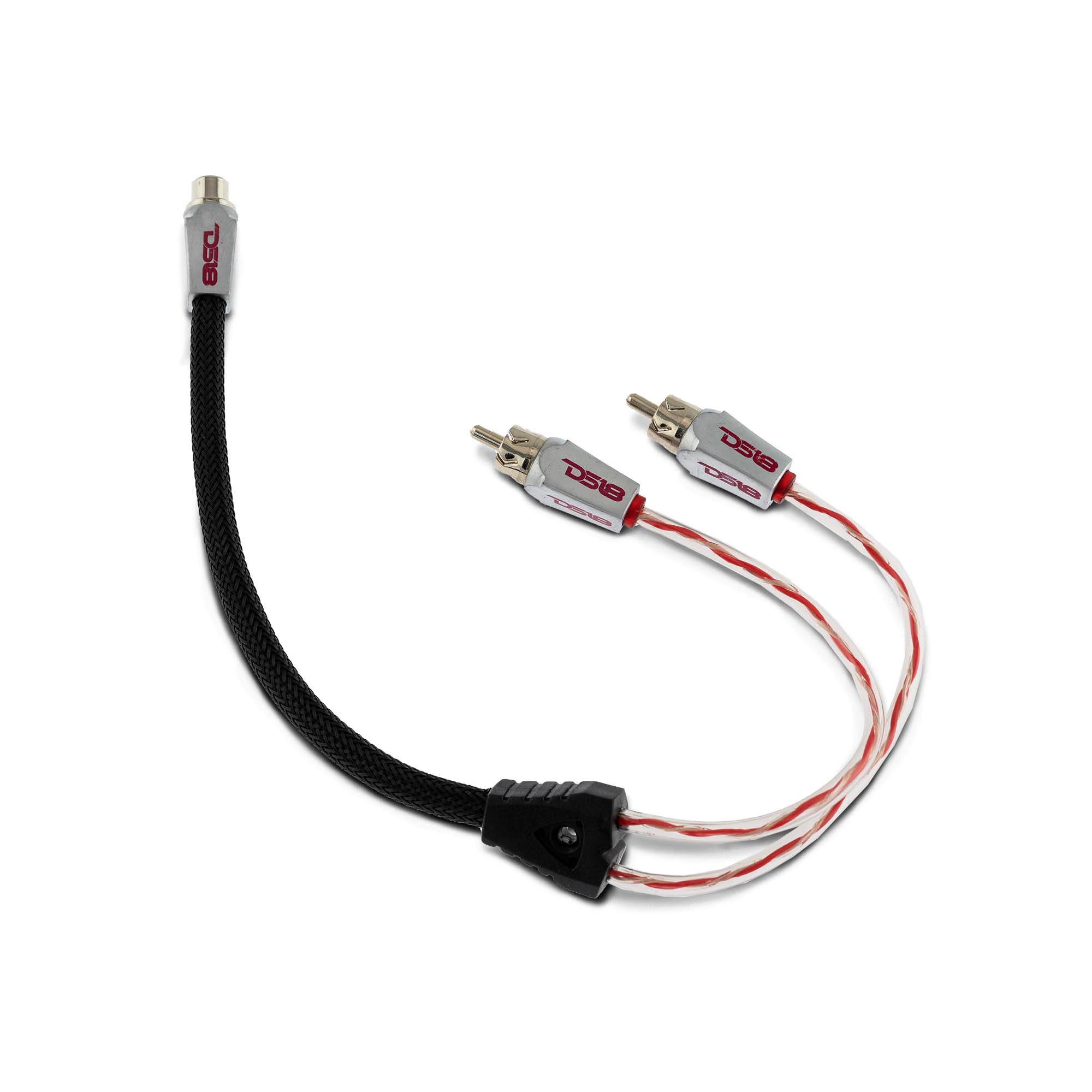 DS18 HQRCA-1F2MBK Level 3 RCA 100% Copper OFC Y Connector 1 FEMALE to 2 MALE - BLACK - RED