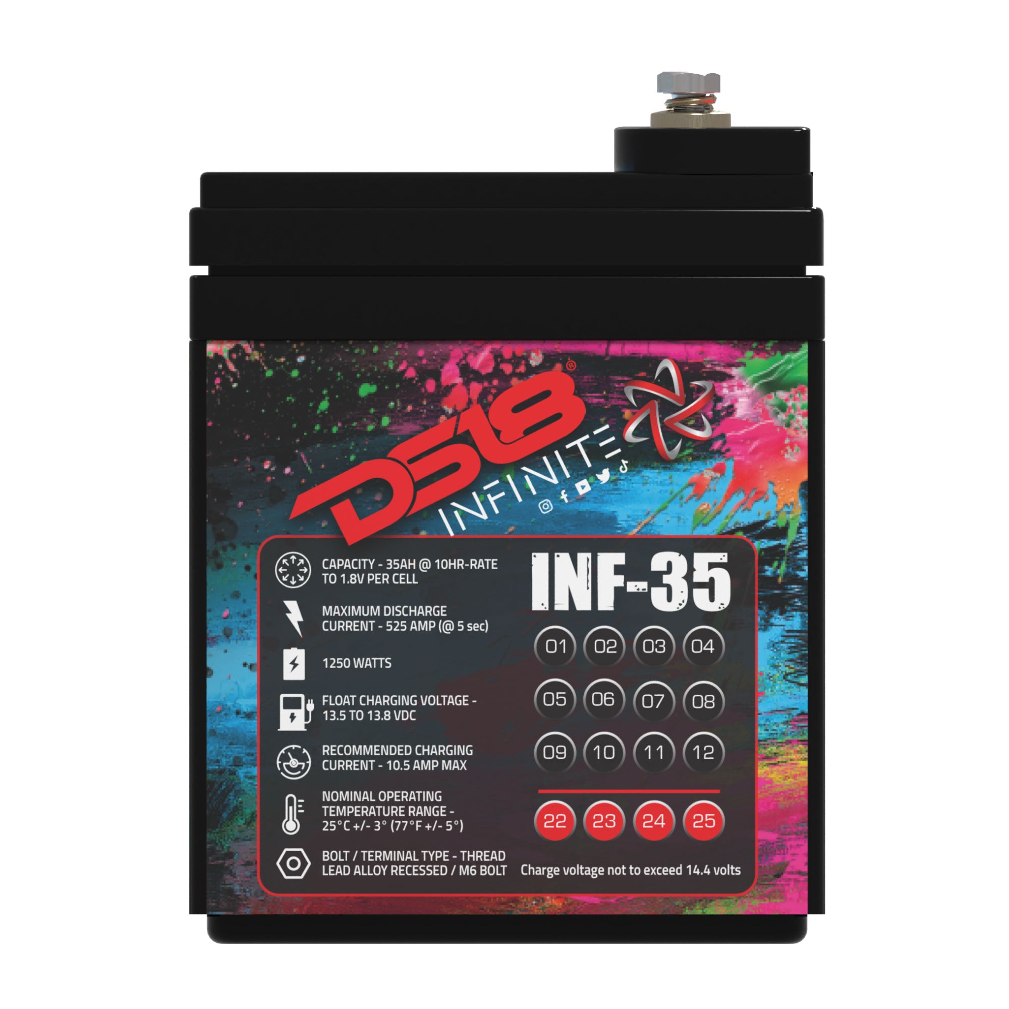 DS18 INF-35 INFINITE 35 AH AGM Power Cell 12 Volt Battery