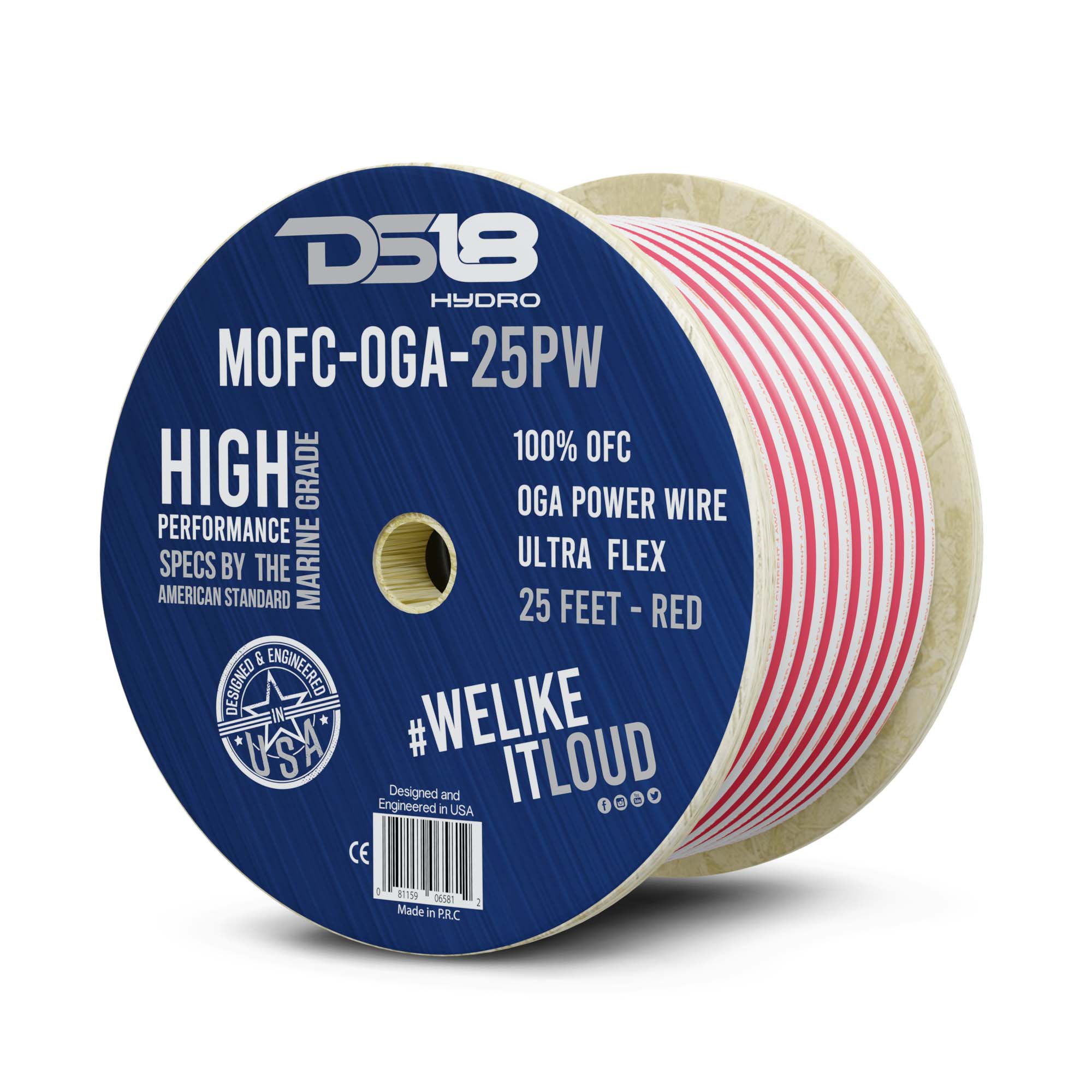 DS18 MOFC0GA25P 0-GA Marine Grade Tinned 100% Copper OFC Power Wire -25 Feet