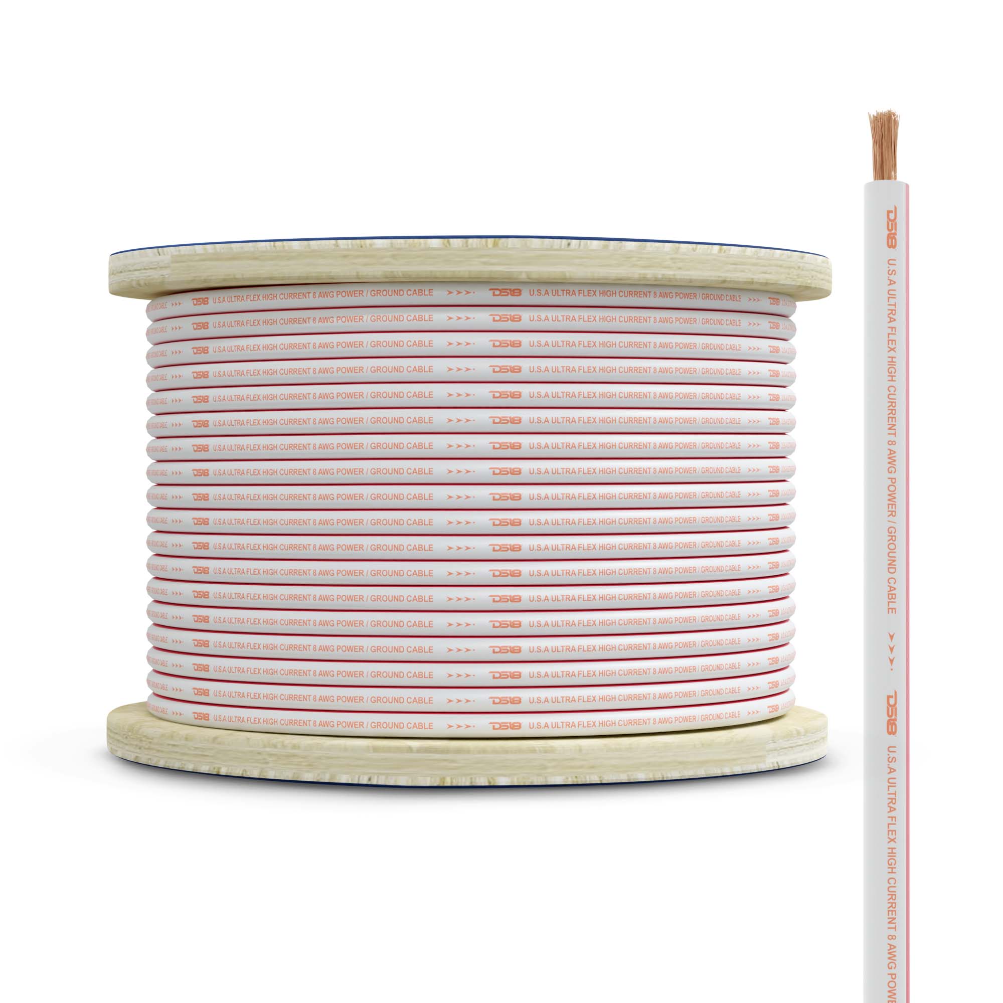 DS18 MOFC8GA100P 8-GA Marine Grade Tinned 100% Copper OFC Power Wire -100 Feet