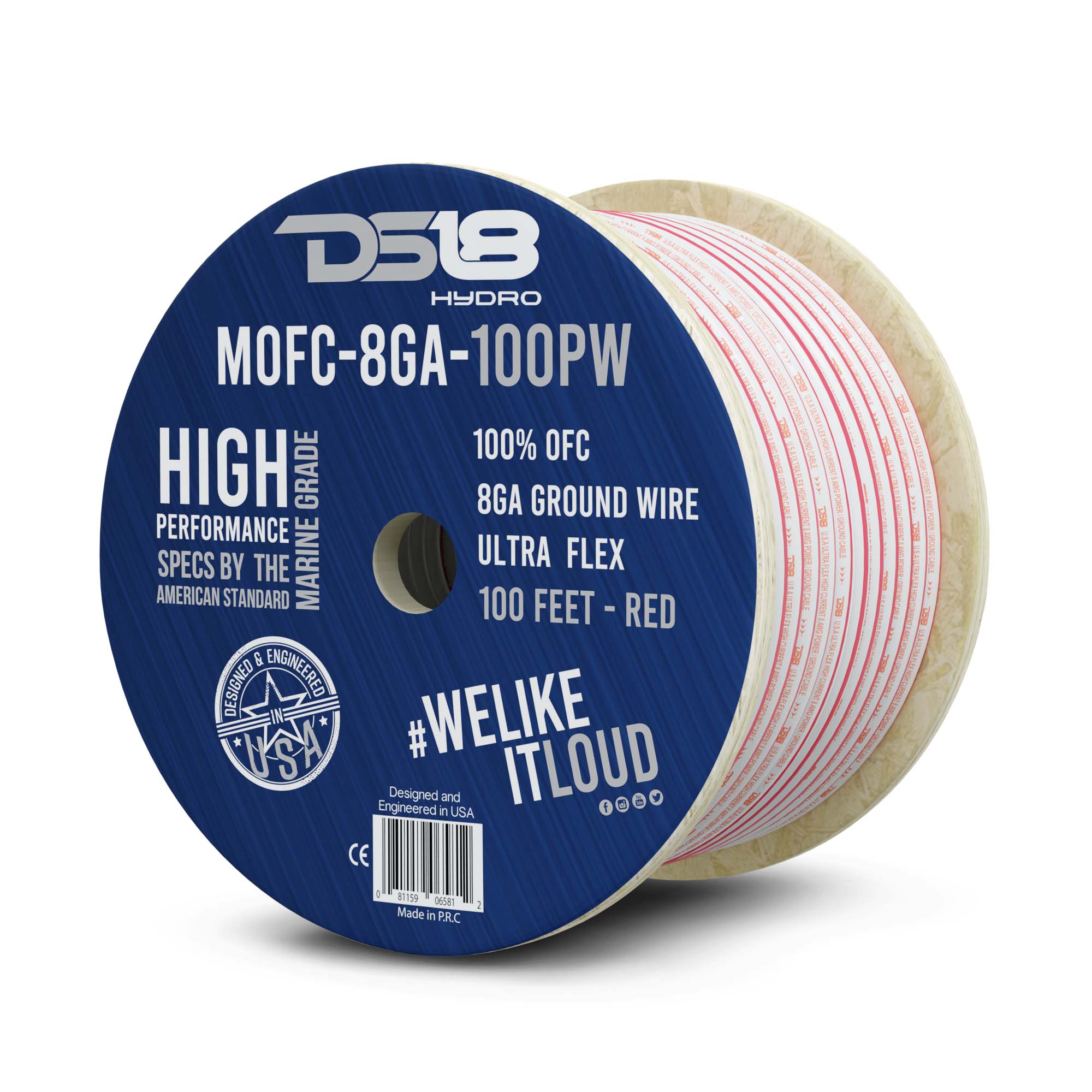 DS18 MOFC8GA100P 8-GA Marine Grade Tinned 100% Copper OFC Power Wire -100 Feet