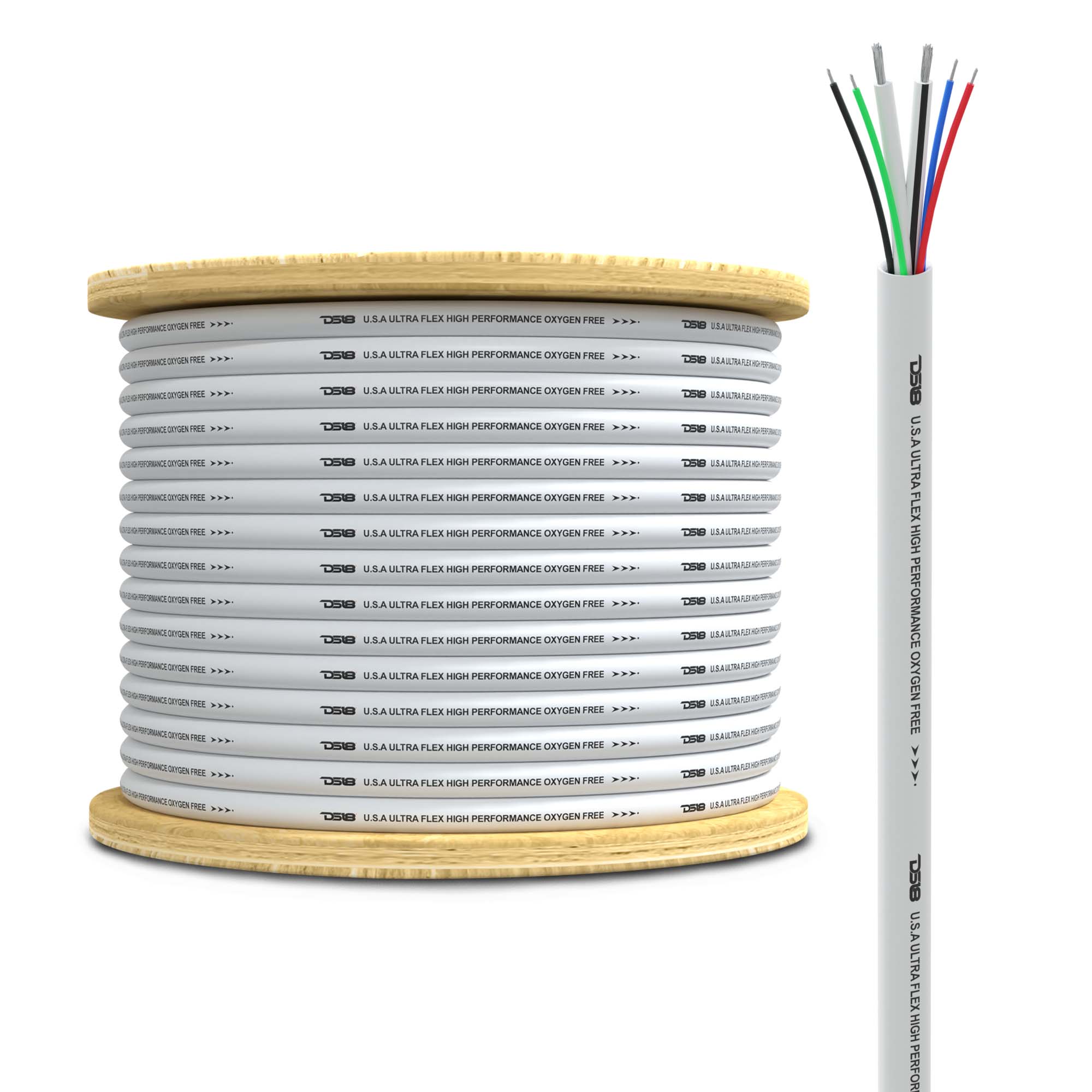DS18 MOFC12/18GA-100SWRGB Marine Tinned OFC 18-GA Rgb Wires with 12-GA Speaker Wires 100 Feet