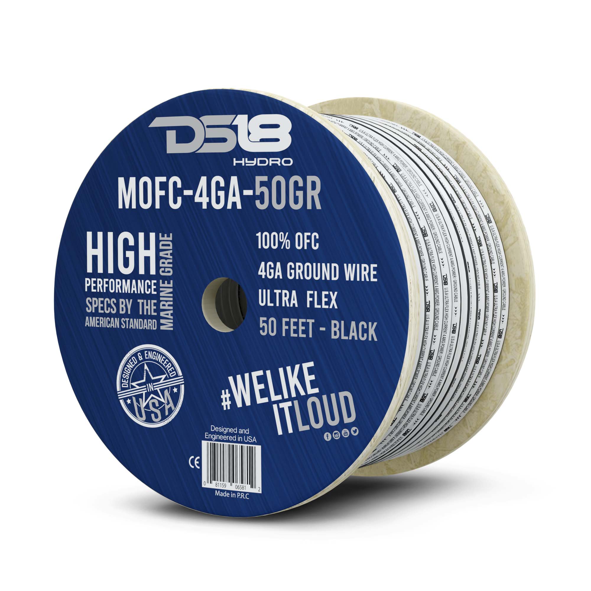 DS18 MOFC4GA50G 4-GA Marine Grade Tinned 100% Copper OFC Ground Wire -50 Feet
