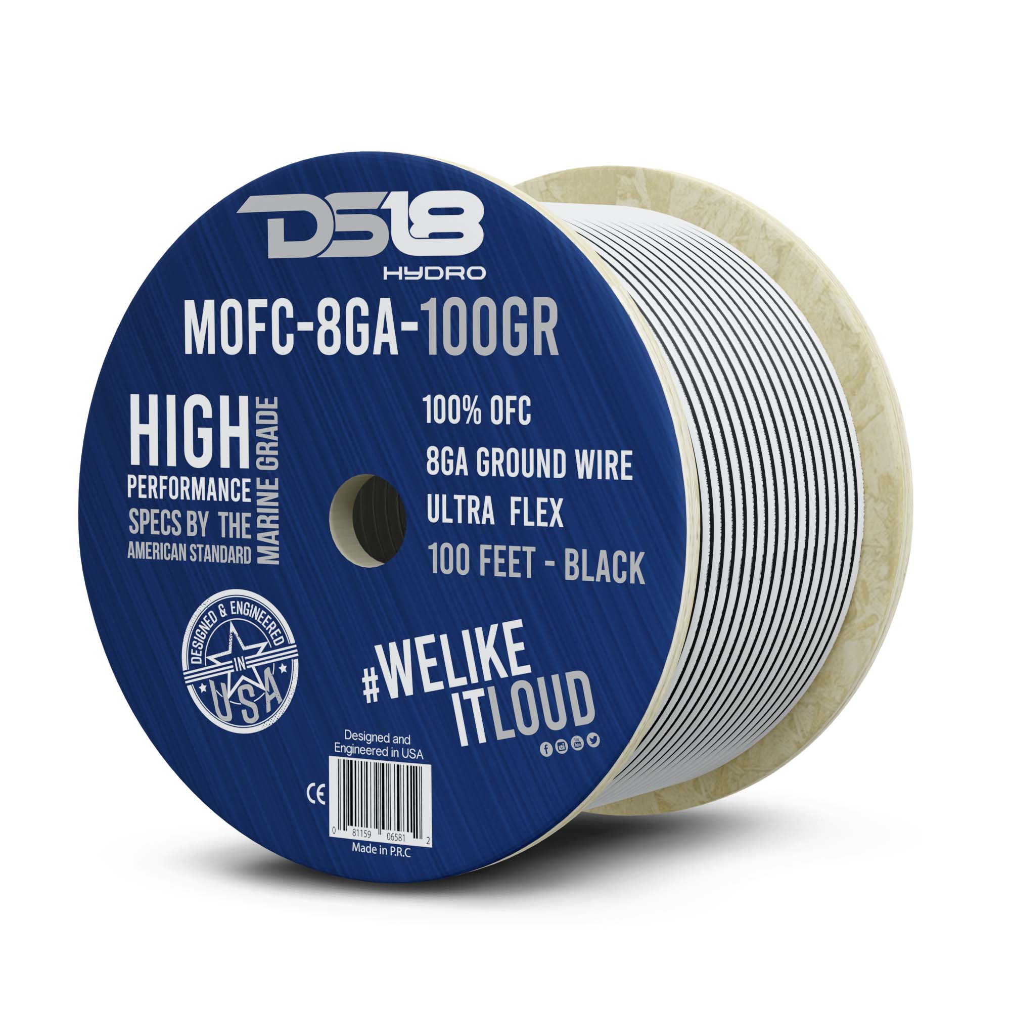 DS18 MOFC8GA100G 8-GA Marine Grade Tinned 100% Copper OFC Ground Wire -100 Feet