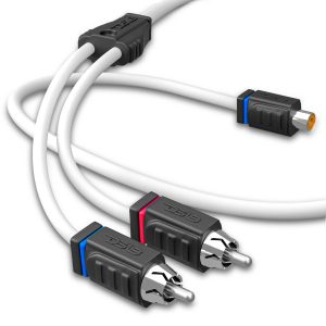 DS18 MOFCR-1F2M RCA Marine Grade Tinned 100% Copper OFC Y Connector 1 FEMALE to 2 MALE - WHITE