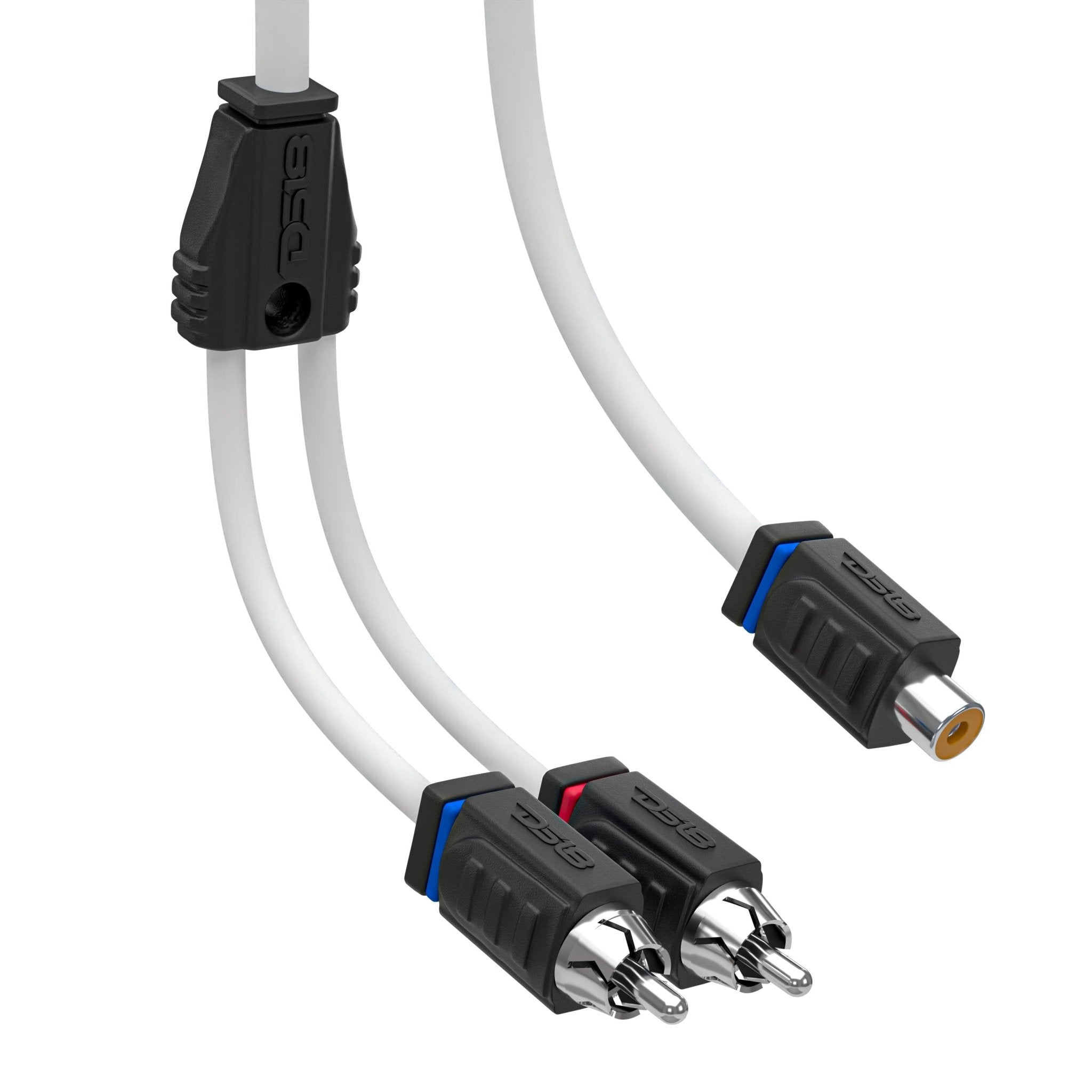 DS18 MOFCR-1F2M RCA Marine Grade Tinned 100% Copper OFC Y Connector 1 FEMALE to 2 MALE - WHITE