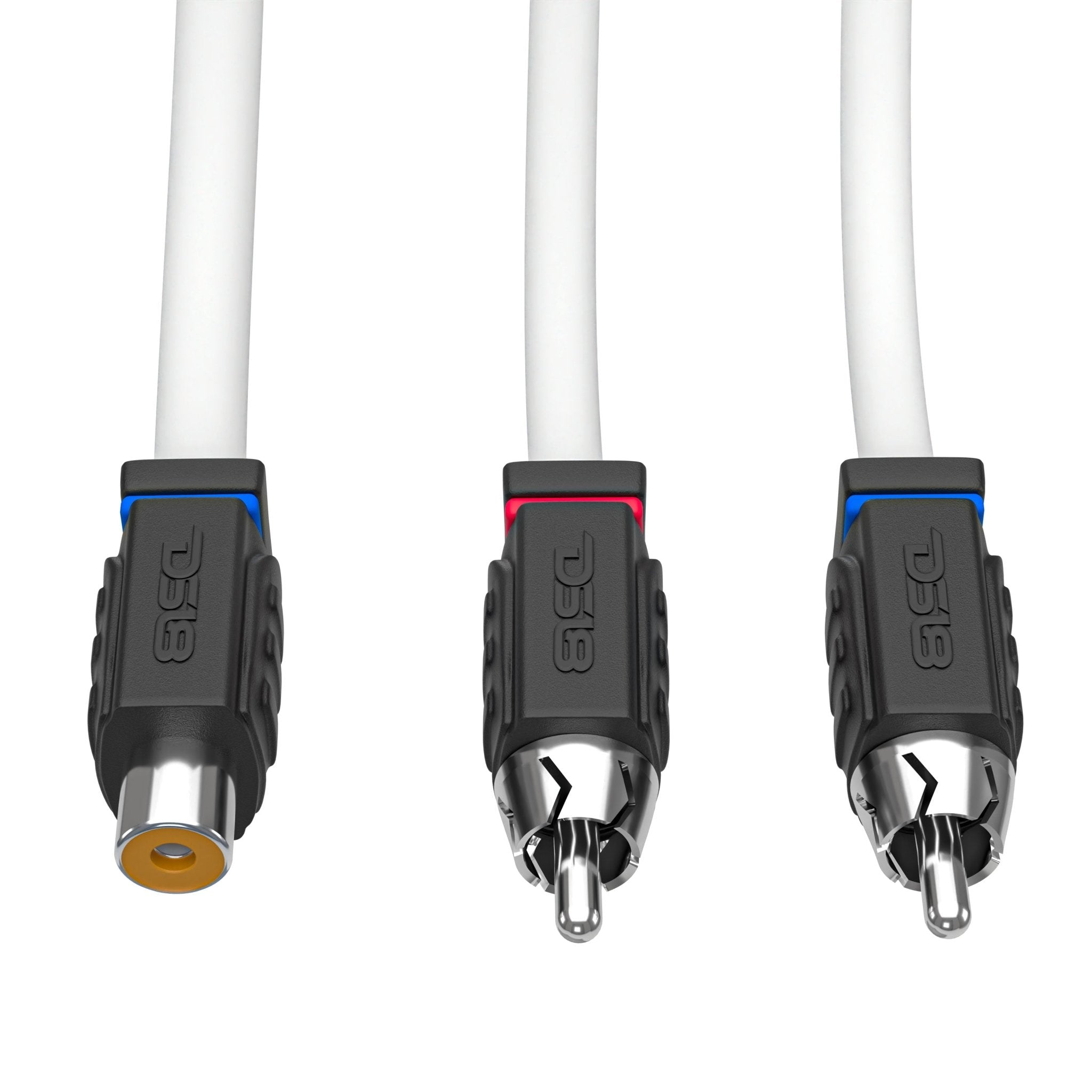 DS18 MOFCR-1F2M RCA Marine Grade Tinned 100% Copper OFC Y Connector 1 FEMALE to 2 MALE - WHITE