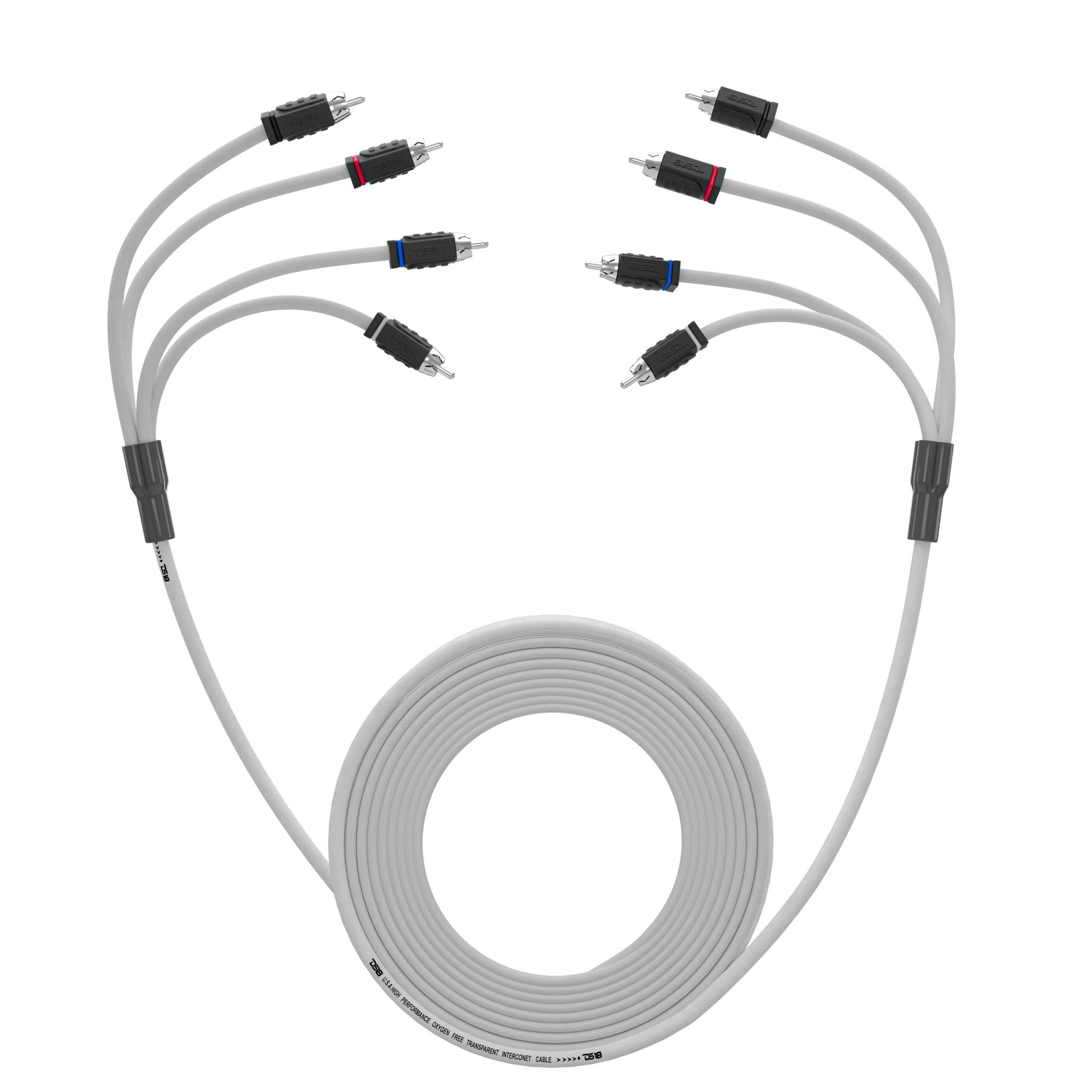 DS18 MOFCR-25FT.4CH RCA Marine Grade Tinned 100% Copper OFC 25 Feet / 4 Channel - WHITE