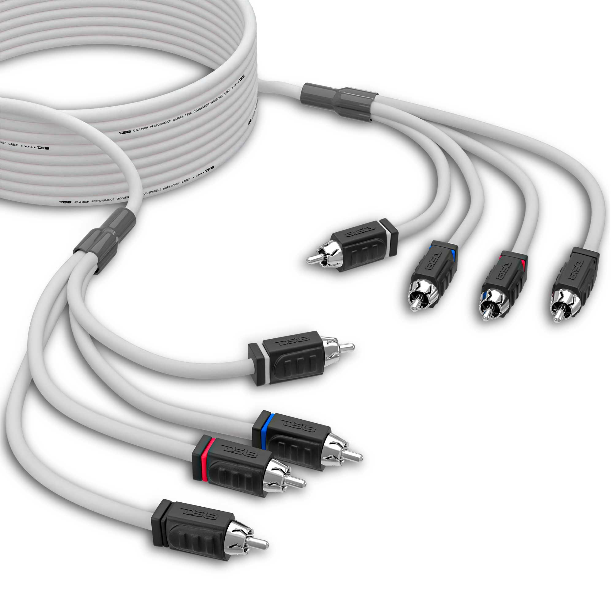 DS18 MOFCR-25FT.4CH RCA Marine Grade Tinned 100% Copper OFC 25 Feet / 4 Channel - WHITE