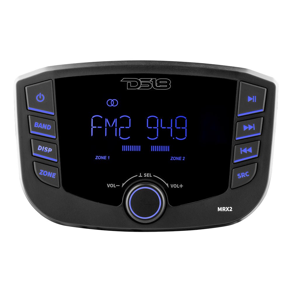 DS18 MRX2 Marine and Powersports Headunit 3" LCD screen , 2 Zones, 4 volts Output, BT, RDS 4X50 Watts