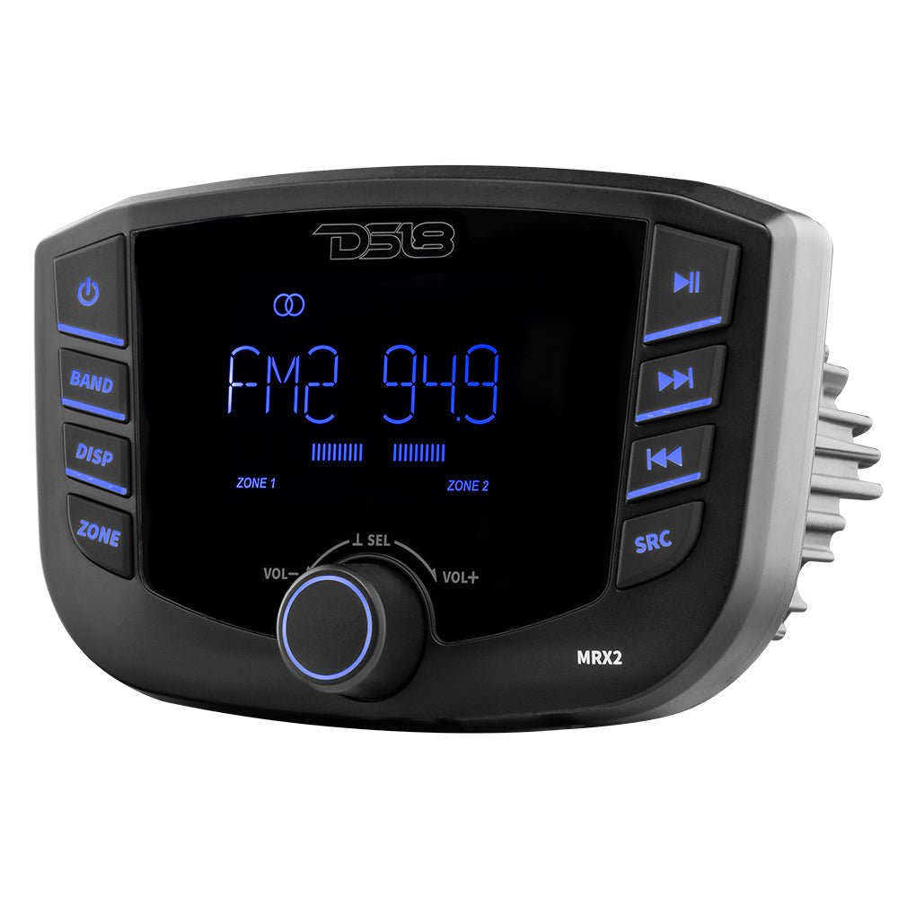 DS18 MRX2 Marine and Powersports Headunit 3" LCD screen , 2 Zones, 4 volts Output, BT, RDS 4X50 Watts