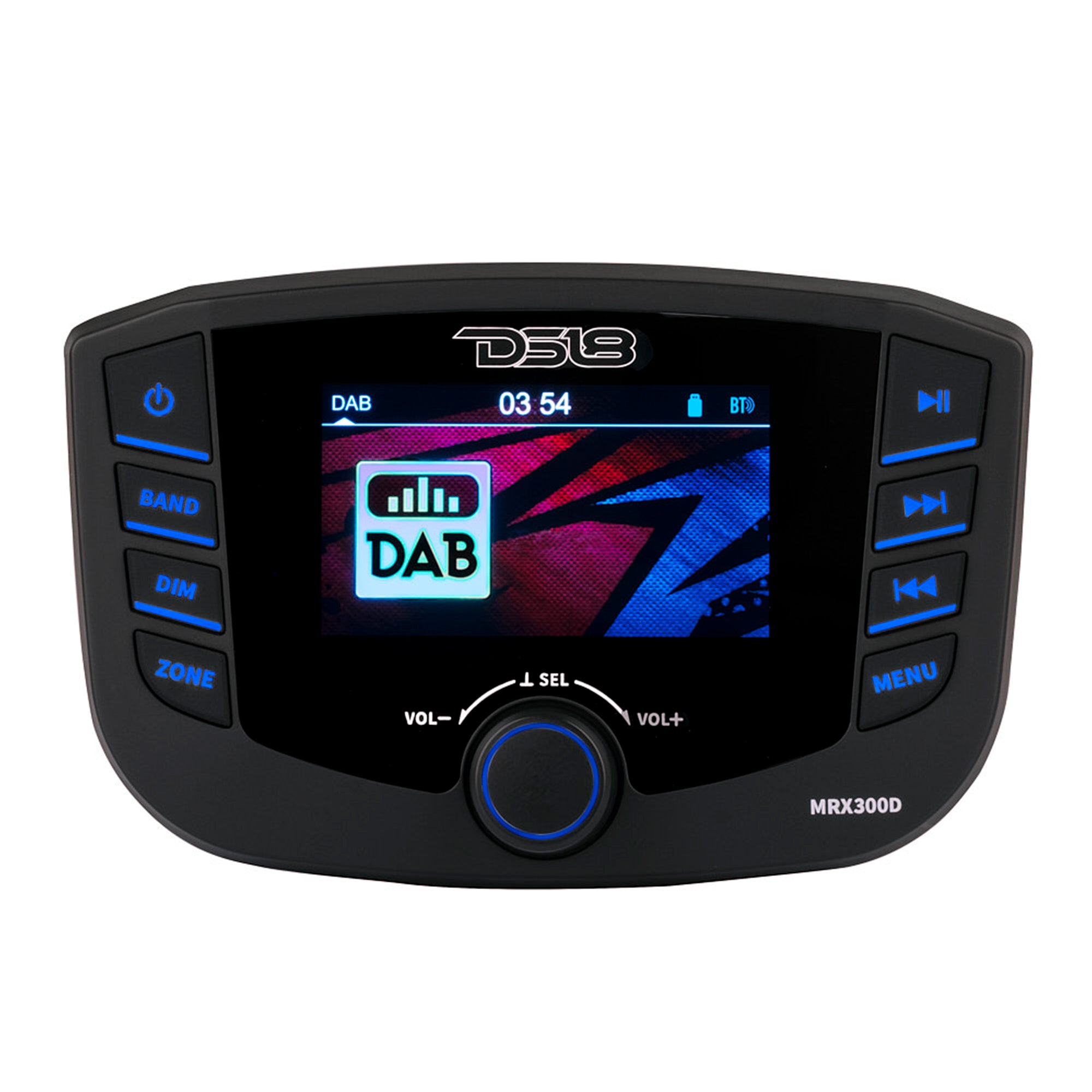 DS18 MRX300D Marine Headunit TFT screen , 3 Zones, 4 volts Output, Bluetooth, RDS 4X50 Watts With DAB+ for Europe