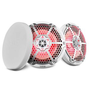 DS18 NXL-8M/WH NXL 8" 2-Way Coaxial Marine Speaker With LED RGB Lights 125 Watts Rms 4-Ohm