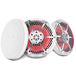 DS18 NXL-8MD/WH 8” Marine 2-Way Hybrid Speaker with RGB LED, Compression Driver and Neodymium Magnet | 350W RMS 4-Ohm
