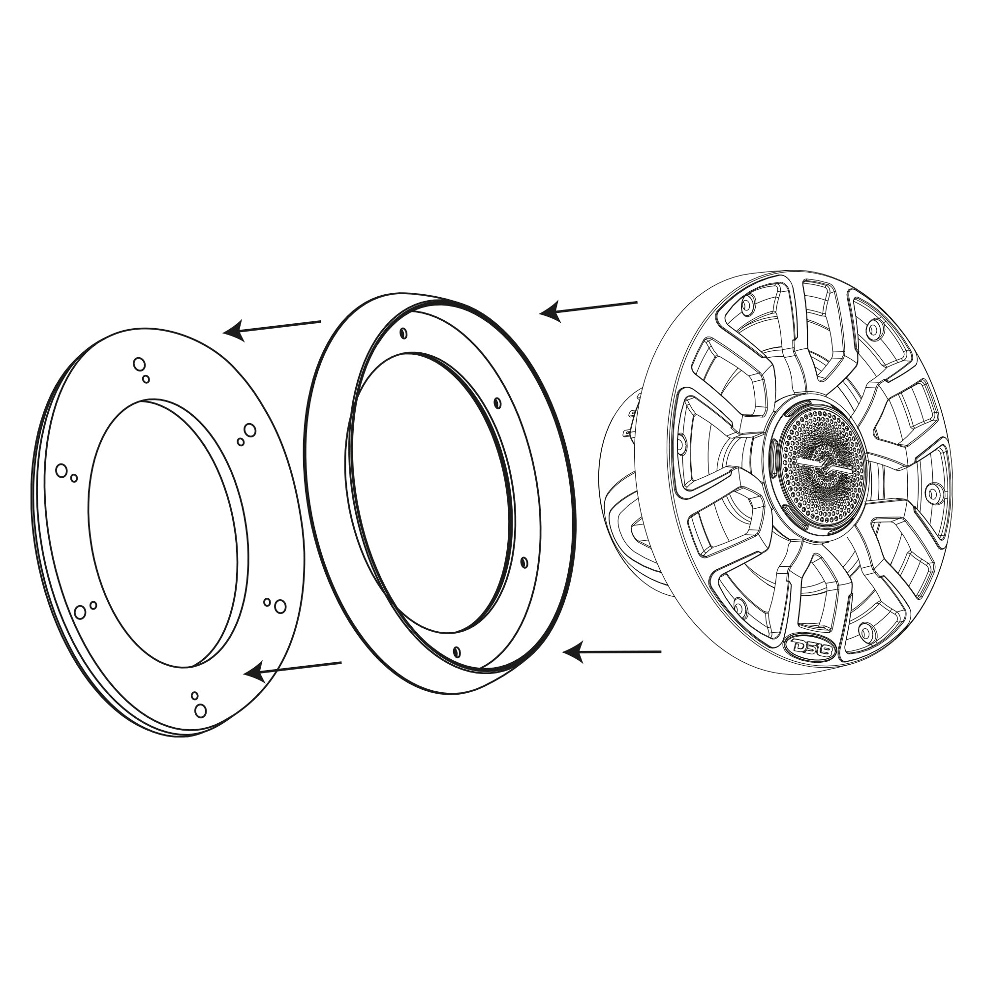DS18 NXL-ADAPT6-7.7/WH 7.7” Marine Speaker Ring Adapter - Fits 6.5" NXL & CF Speakers