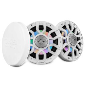 DS18 NXL-IQ6/WH NXL 6.5" 2-Way Coaxial Marine Speaker with Bullet Tweeter and Digital Led Lights | 150W RMS 4-Ohm