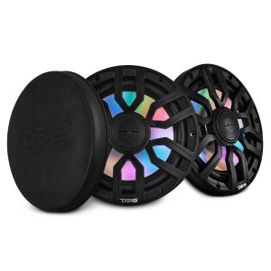 DS18 NXL-IQ8/BK NXL 8" 2-Way Coaxial Marine Speaker with Bullet Tweeter and Digital Led Lights | 175W RMS 4-Ohm