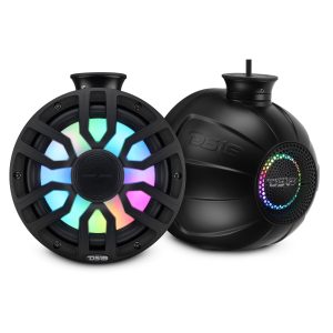 DS18 NXL-IQPS8/BK 8" NXL-iQ Marine Short Tower Coaxial Speakers with Digital LED Lights, 175W RMS, 350W Max, 4-Ohm
