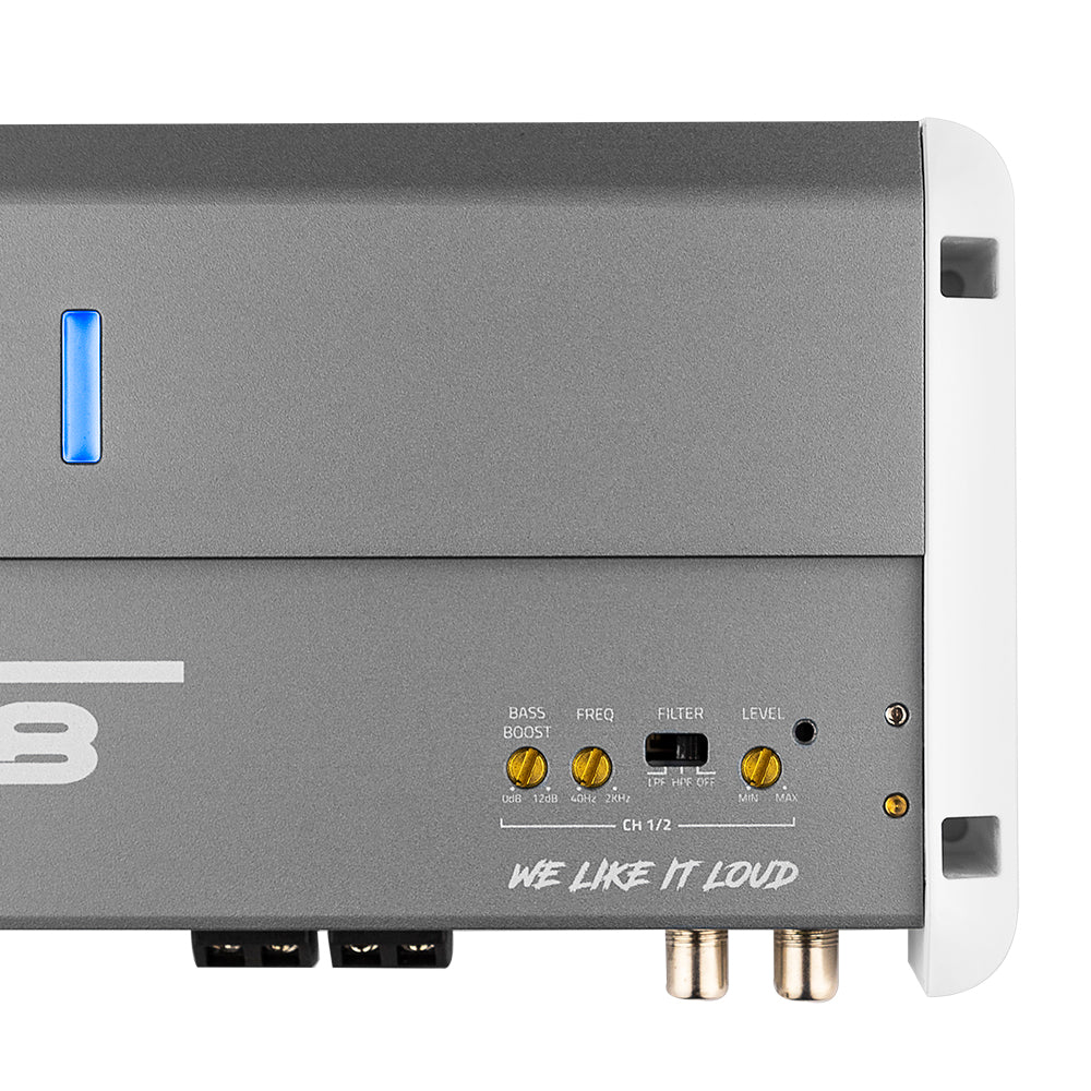 DS18 NXL-M2 NXL 2-Channel Full-Range Class D IPX5 Marine Amplifier | 2 x 250W RMS @ 4-Ohm