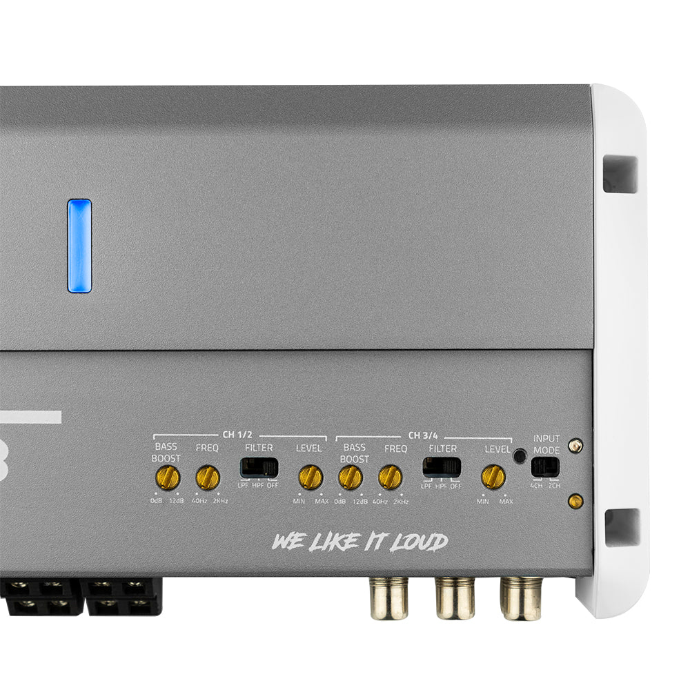 DS18 NXL-M4 NXL 4-Channel Full-Range Class D IPX5 Marine Amplifier | 4 x 150W RMS @ 4-Ohm