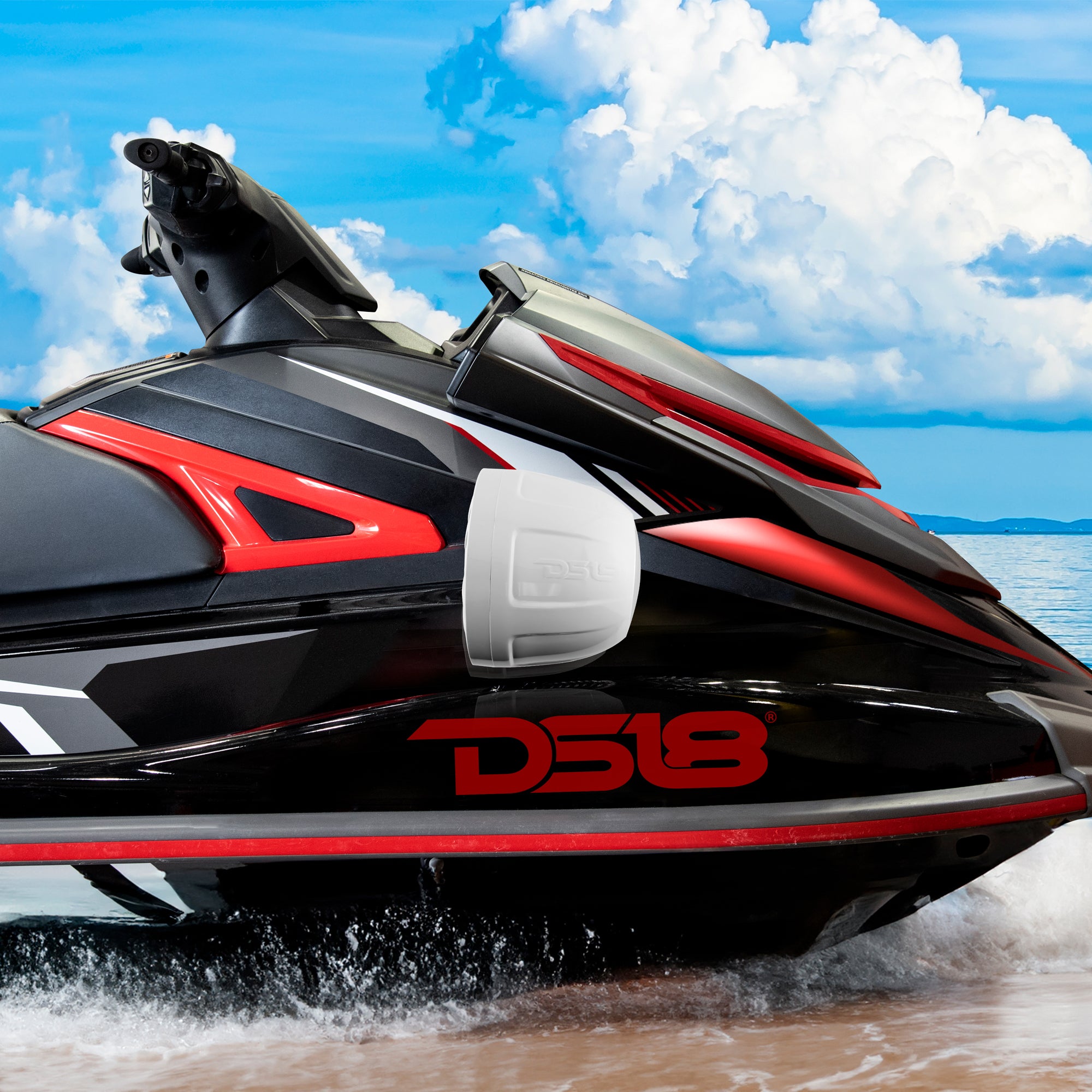 DS18 NXL-PS8W NXL 8" Pod 375W Speaker with Integrated RGB LED Lights (Pair) - Perfect for Jet Skis – White