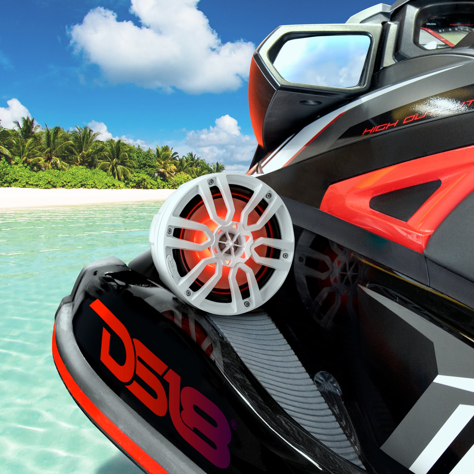 DS18 NXL-PS6W NXL 6.5" Pod 300w Speaker with Integrated RGB LED Lights (Pair) - Perfect For Jet Skis – White