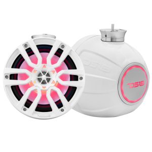 DS18 NXL-PS8W NXL 8" Pod 375W Speaker with Integrated RGB LED Lights (Pair) - Perfect for Jet Skis – White