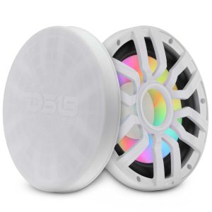 DS18 NXL-IQ10SUB/WH 10” Marine Subwoofer with Hybrid Magnet Motor, Removable Grille and Digital LED Lights - 500W RMS 4-Ohm