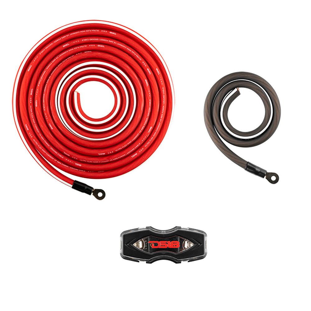 DS18 OFCKIT0 0-GA OFC 100% Copper Amplifier Installation Kit - RED
