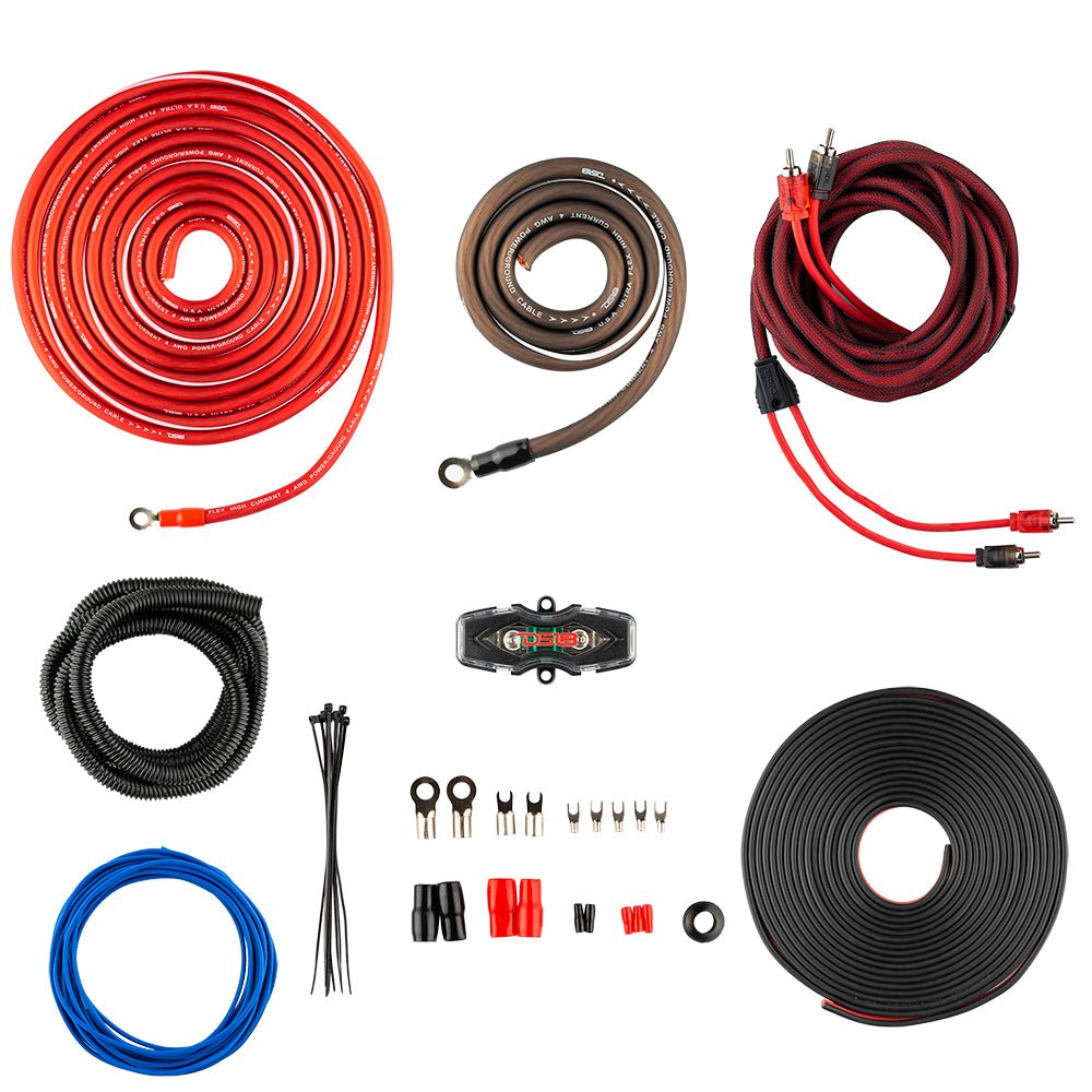DS18 OFCKIT4 4-GA OFC 100% Copper Amplifier Installation Kit - RED