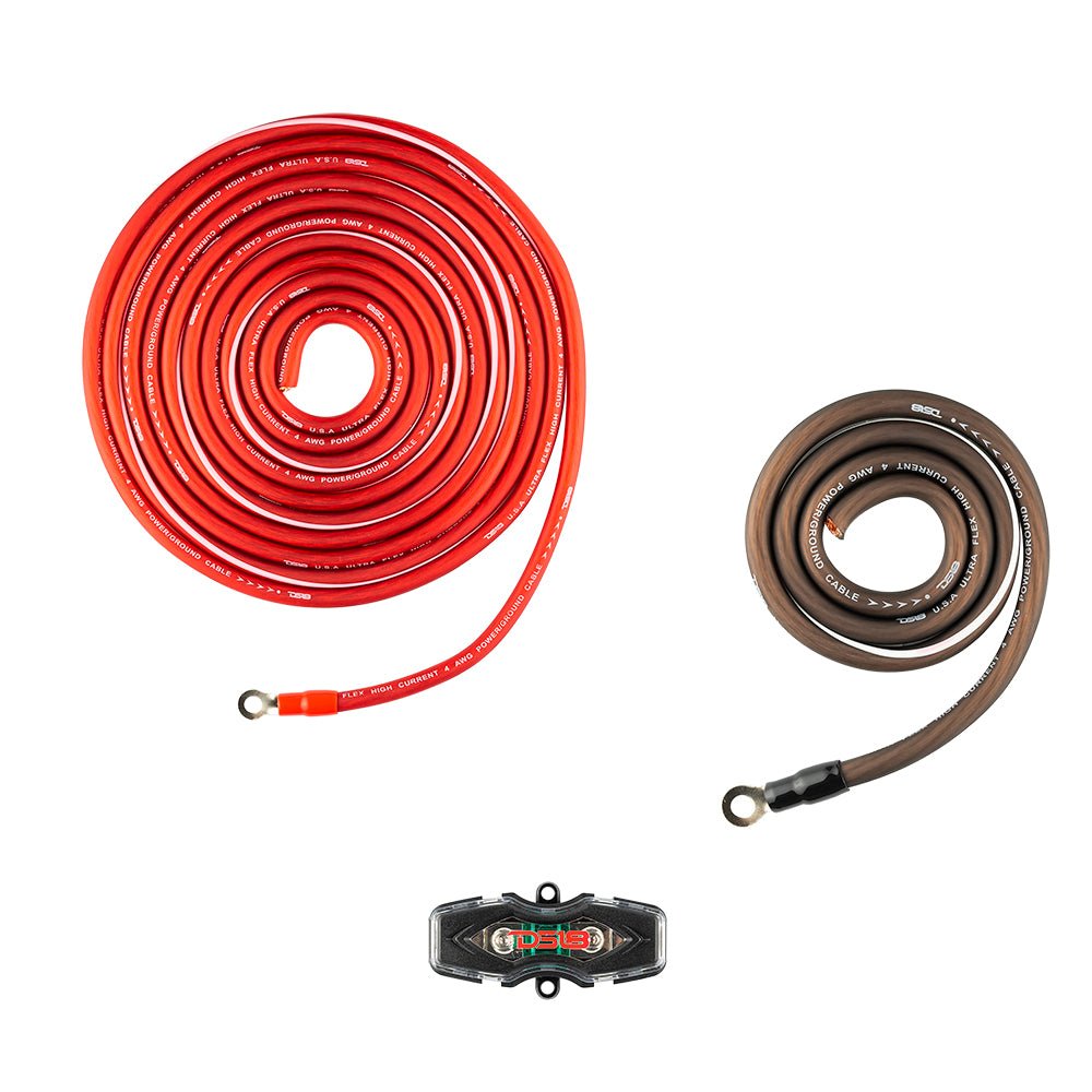 DS18 OFCKIT4 4-GA OFC 100% Copper Amplifier Installation Kit - RED