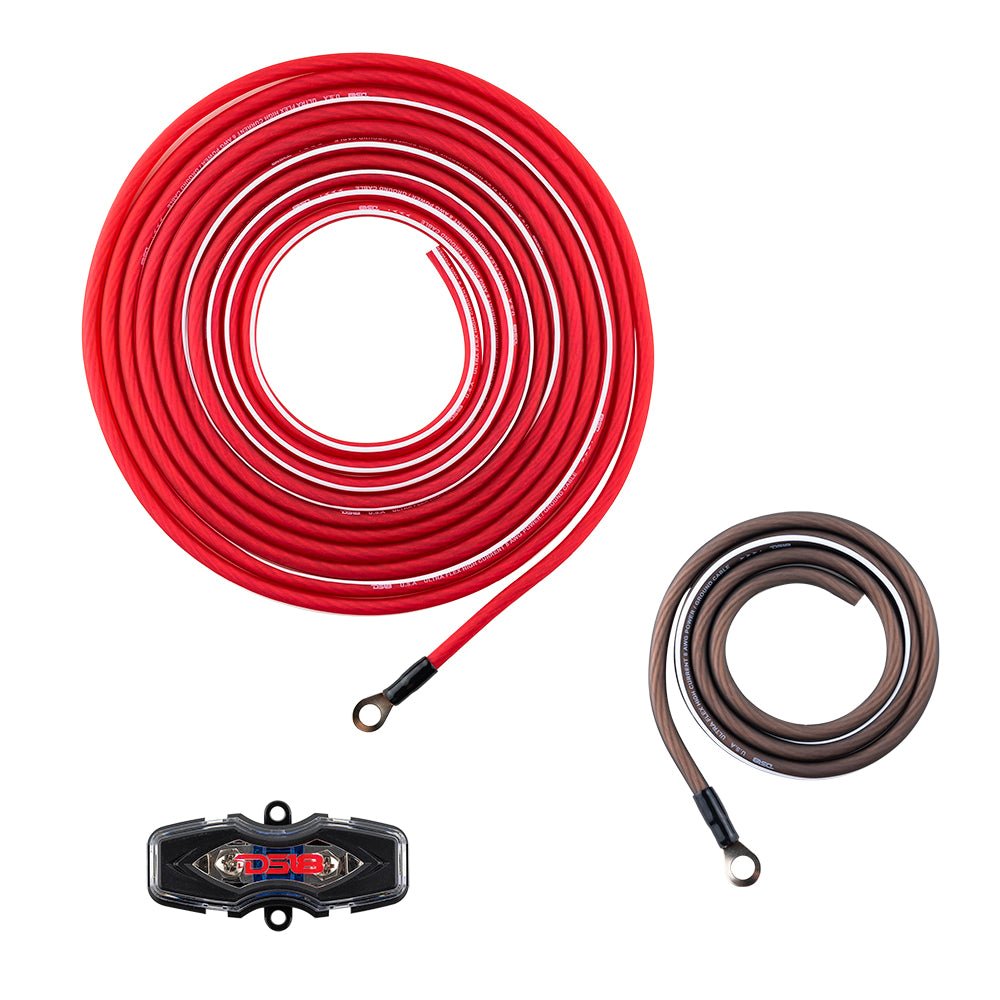 DS18 OFCKIT8 8-GA OFC 100% Copper Amplifier Installation Kit - RED