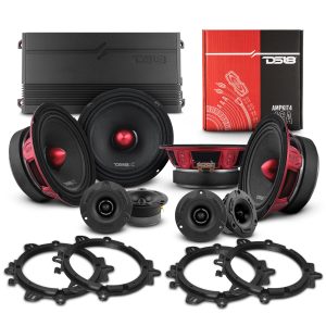 DS18 PKG-PROX62 Pro Audio Speaker + Tweeter Bundle: 6.5" Midrange Speakers and 3.8" Bullet Tweeters with OEM Speaker Adapters, Amplifier, a…
