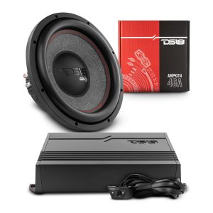 DS18 PKG-SUB1 Bass Bundle: 12" Subwoofer with Monoblock Amplifier and Installation Kit