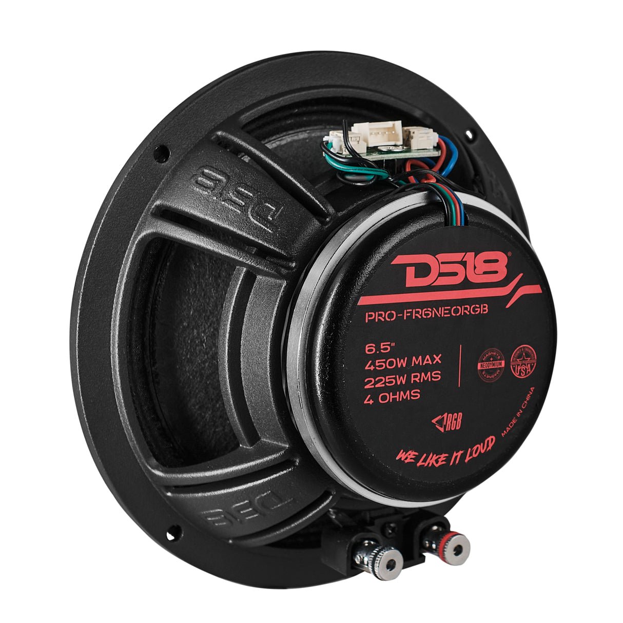 DS18 PRO-FR6NEORGB 6.5" Full-Range Loudspeaker with RGB LED Bullet 225 Watts Rms Neodymium Magnet