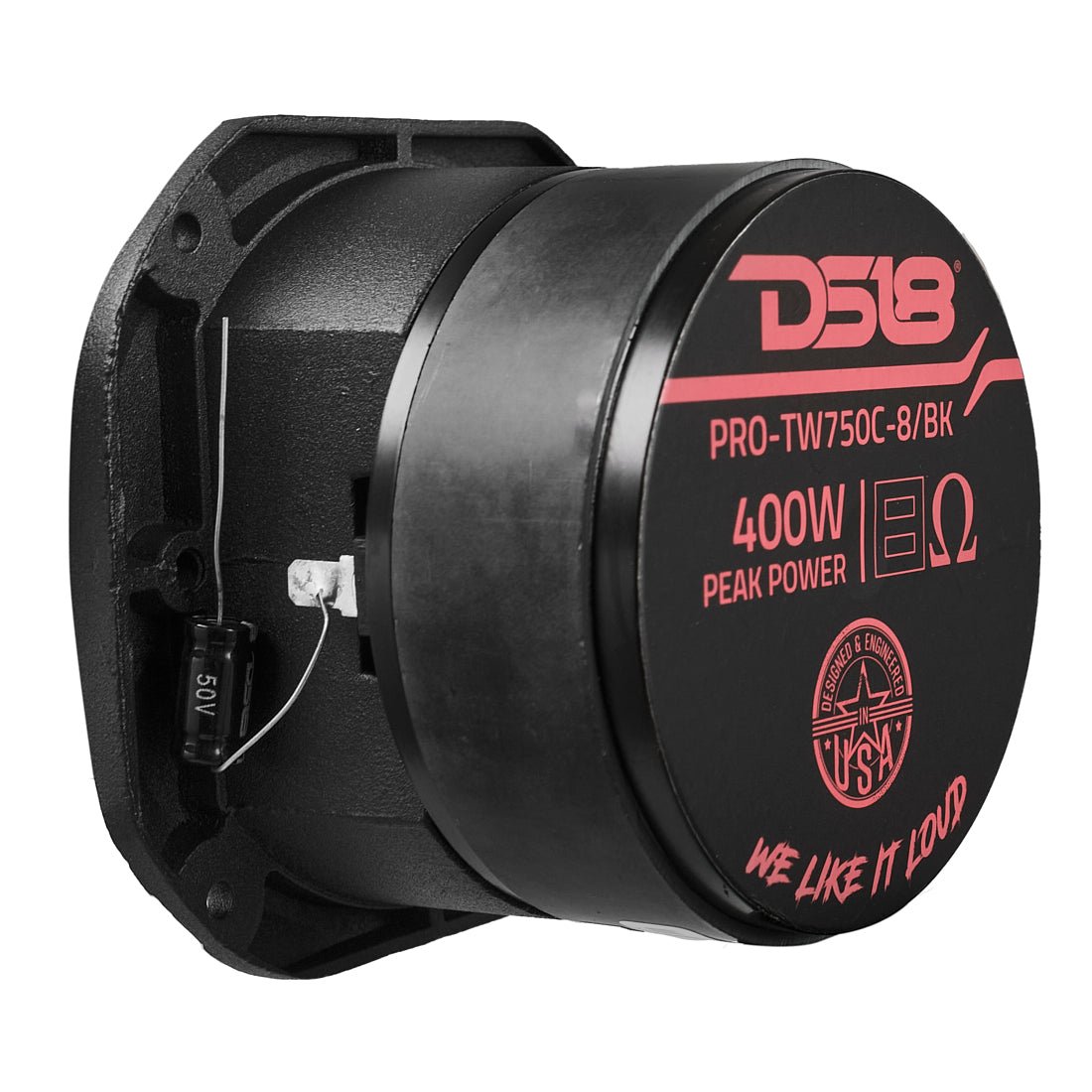 DS18 PRO-TW750C-8/SL 4" Super Bullet Tweeter with 1.5" Titanium Voice Coil and Oversized Ferrite Magnet 200 Watts 8-Ohm – Silver