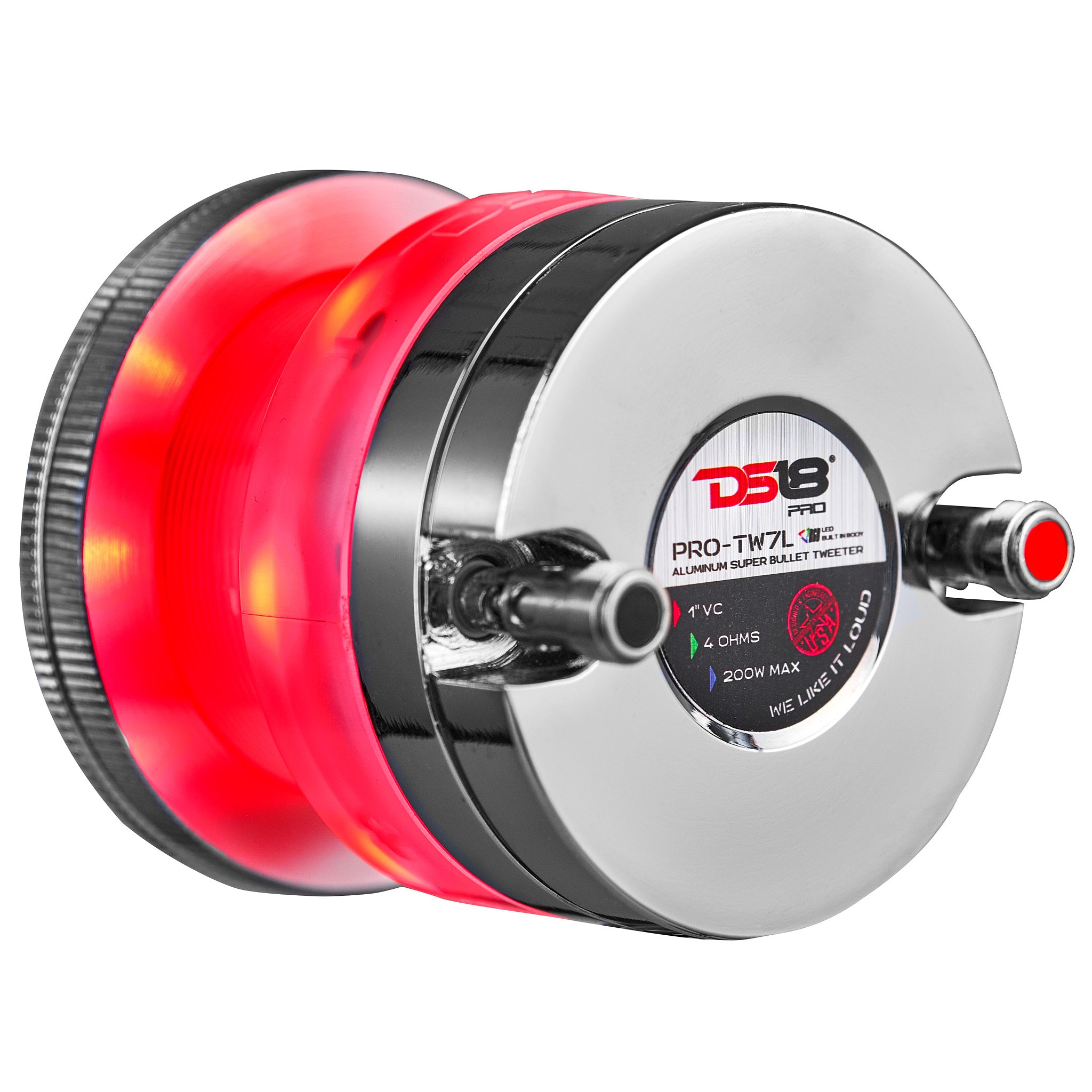 DS18 PRO-TW7L 2.3" Neodymium Super Bullet Tweeter 1" Titanium Voice Coil with RGB LED Lights