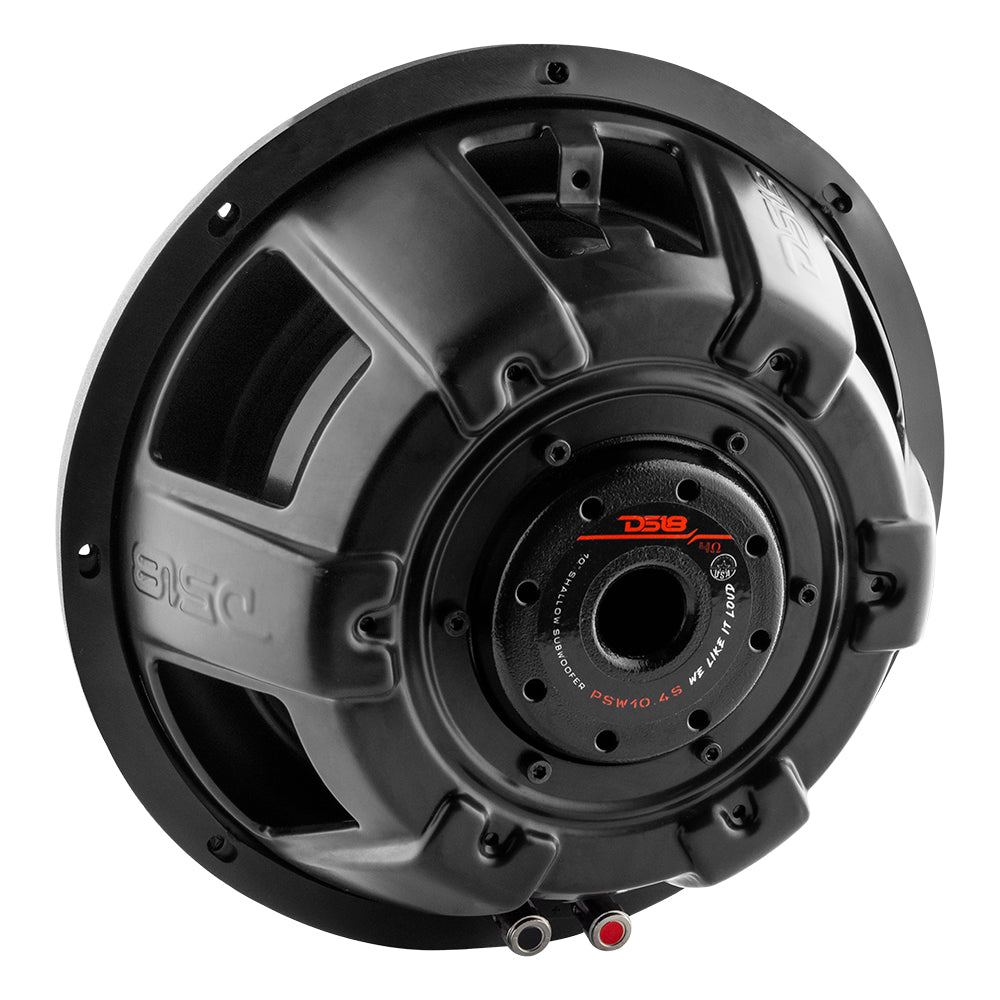 DS18 PSW10.4S PS Shallow-Mount Water Resistant 10" Subwoofer | 500W RMS Single Voice Coil 4-Ohm