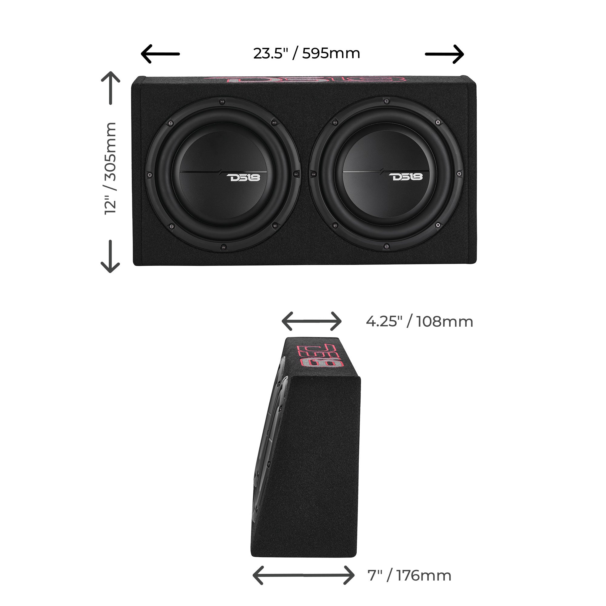 DS18 PU210 Loaded 10” Subwoofer + Passive Radiator Enclosure for Pickup Trucks