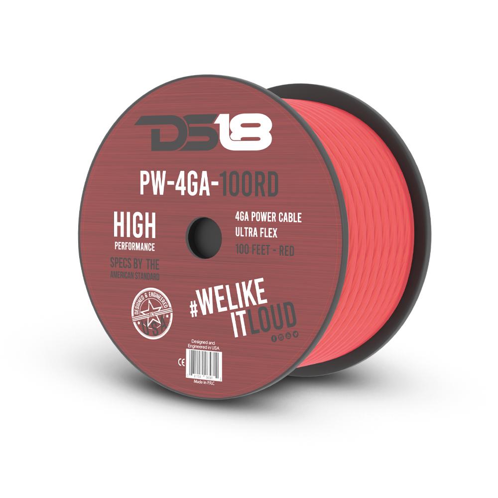 DS18 PW-4GA-100BK 4-GA CCA Ground, Power Cable, 100 Feet – Black
