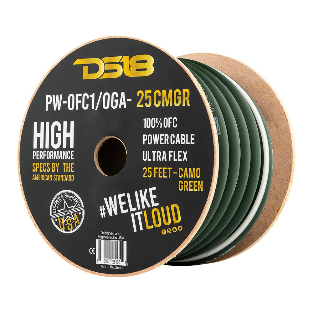 DS18 PW-OFC1/0GA-25BK 1/0-GA 100% OFC Ground, Power Cable, 25 Feet – Black